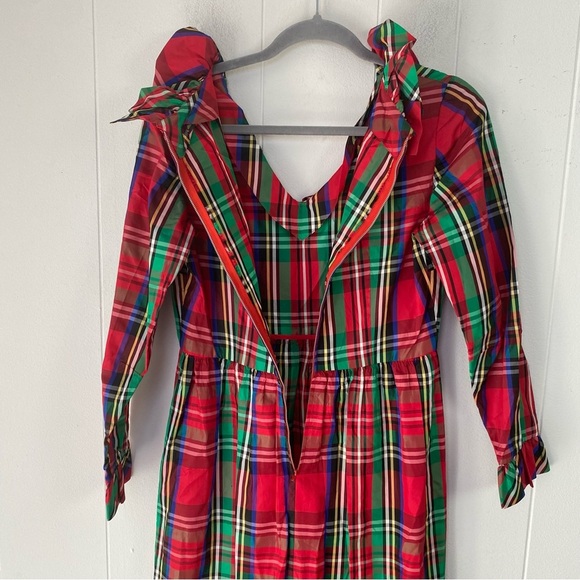 VTG Handmade Long Tartan PLAID Prairie Dress Christmas 70-80s Sz XS-S (17” PTP) - Picture 10 of 14